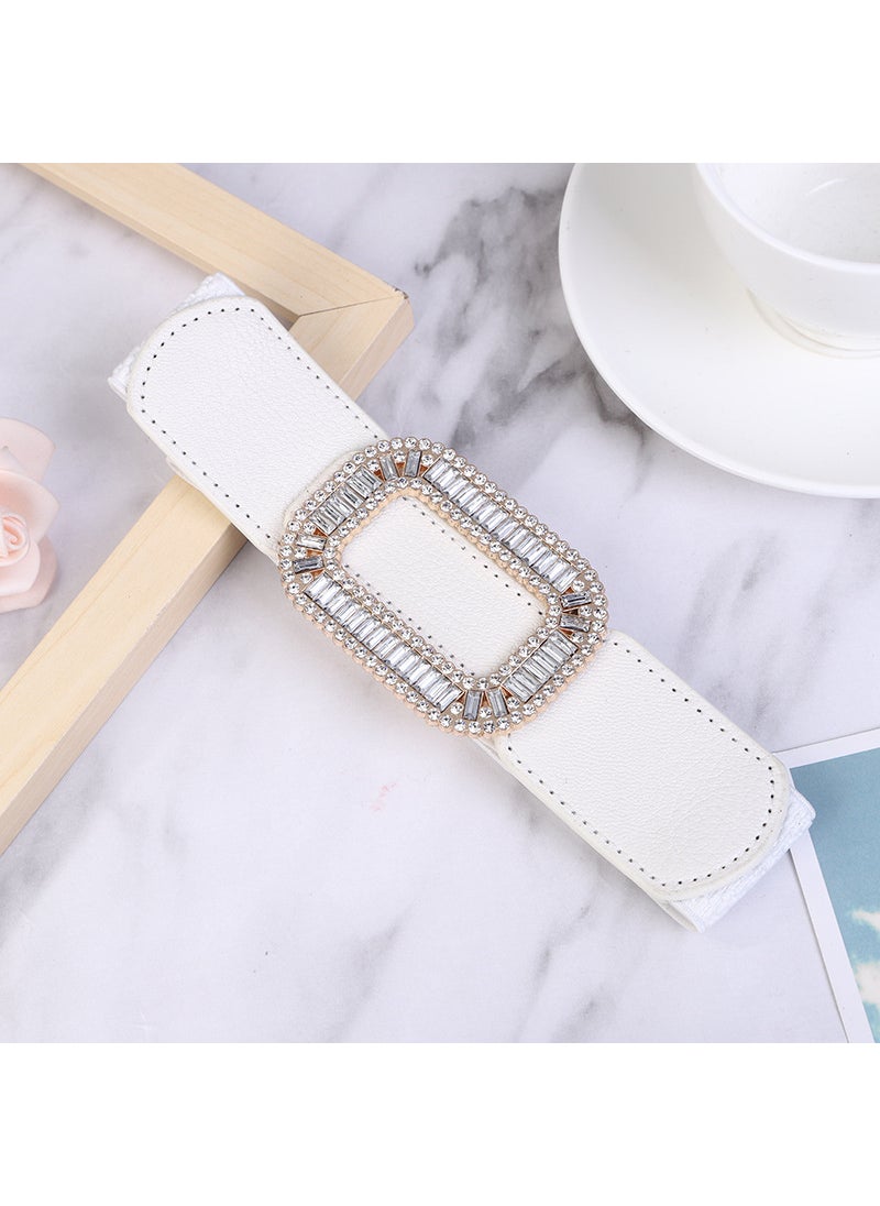 Generic Factory Special Sale New Fashion Womens Elastic Wide Waist Cover with Down Jacket Sweater Dress Elastic Decorative Belt White  - Image 1