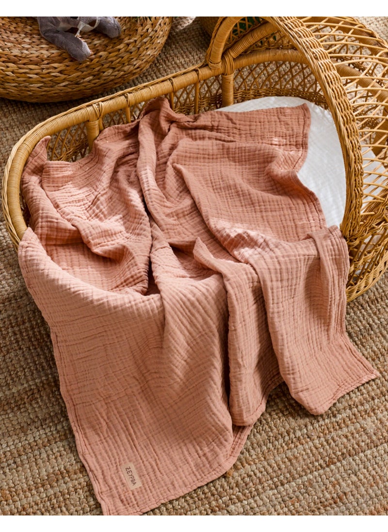 Edge Stitched Salmon Muslin 4-layer Muslin Baby & Child Muslin Blanket 100% Cotton 100X100CM - pzsku/ZBDFB65AD06A91B00F7ADZ/45/_/1739902799/d5d8f949-e81a-4270-a863-756c979caba2