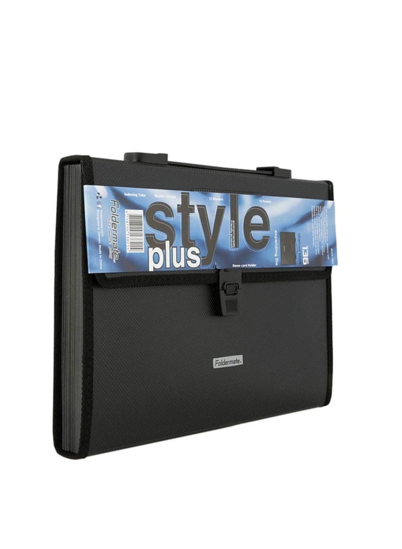 Foldermate حافظة فولدر ميت باللون الأسود الفحم مع مقبض - Image 1