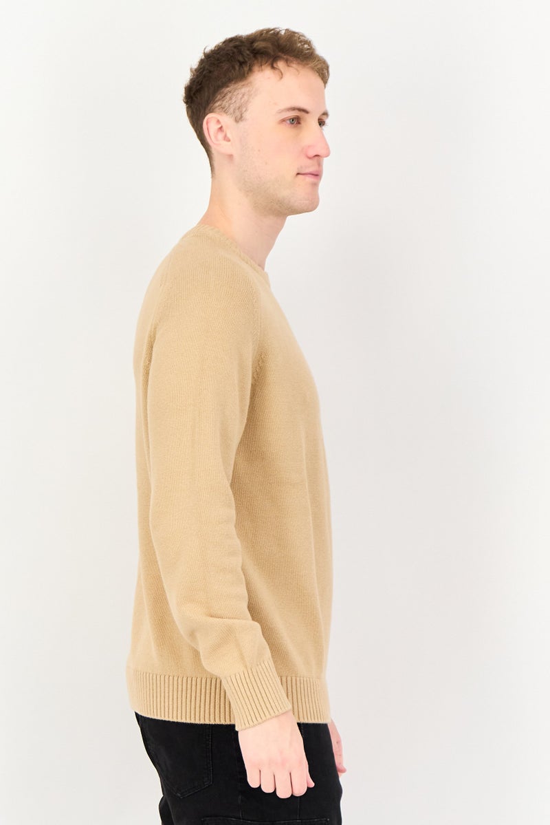 Celio Men Crew Neck Long Sleeve Knitted Sweater, Tan - Image 2