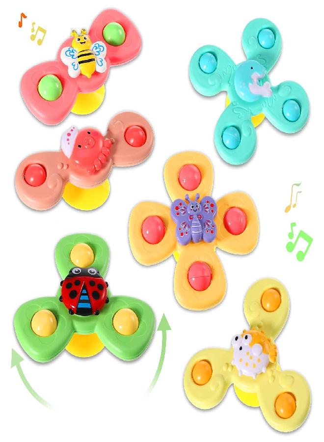 Harrycle 6 Pieces Suction Cup Spinner Toy Sea Theme Sensory Bath Spinner Toys Bear Butterfly Suction Cups for Birthday Learning Game and Party Supplies - Image 5