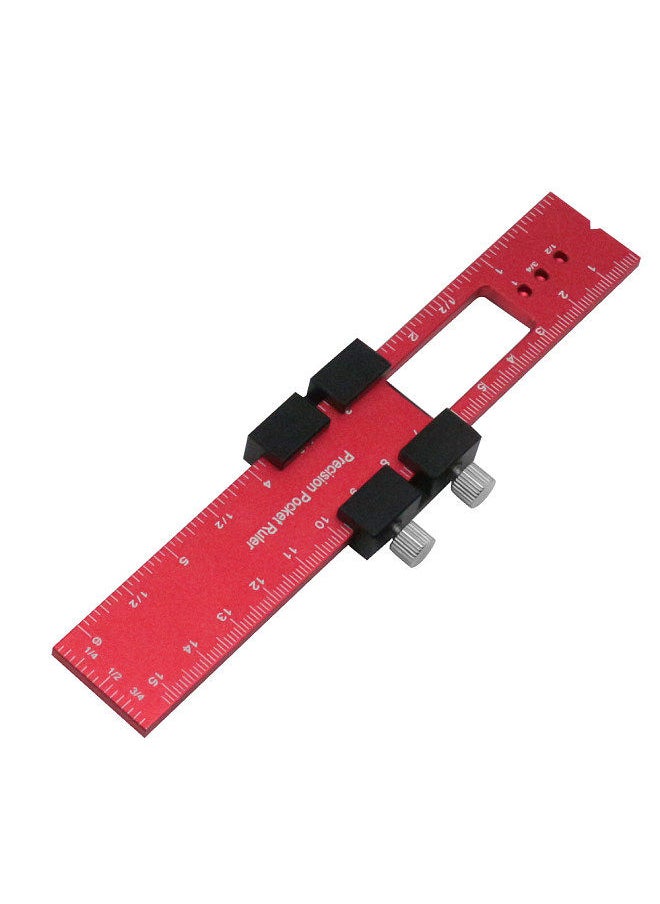 Generic Woodworking Scriber Positioning Scribing Gauge Ruler Aluminum Alloy Measuring Tool with Metric and Imperial Scales for Carpenter  - Image 1