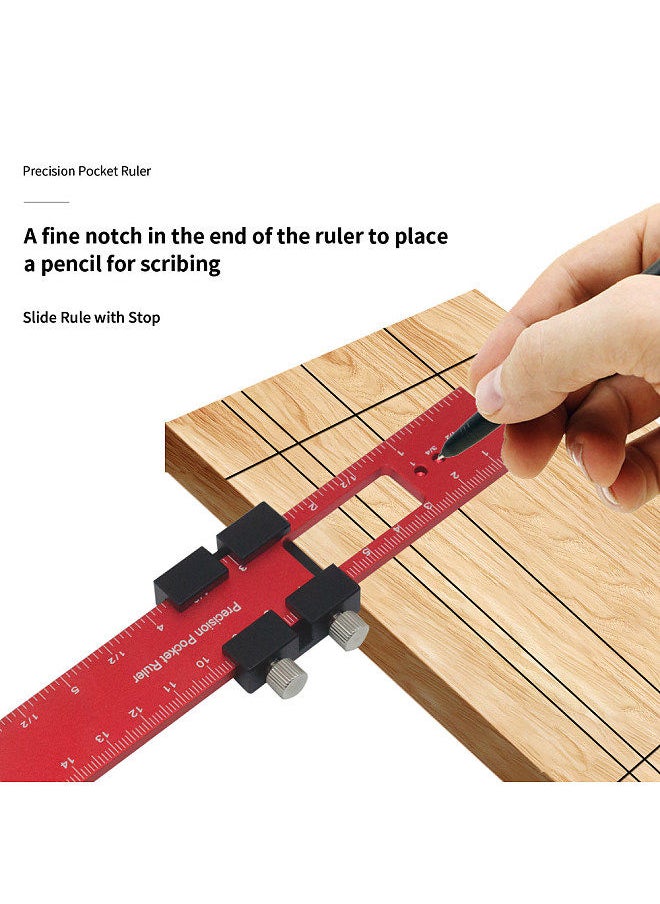 Generic Woodworking Scriber Positioning Scribing Gauge Ruler Aluminum Alloy Measuring Tool with Metric and Imperial Scales for Carpenter  - Image 4