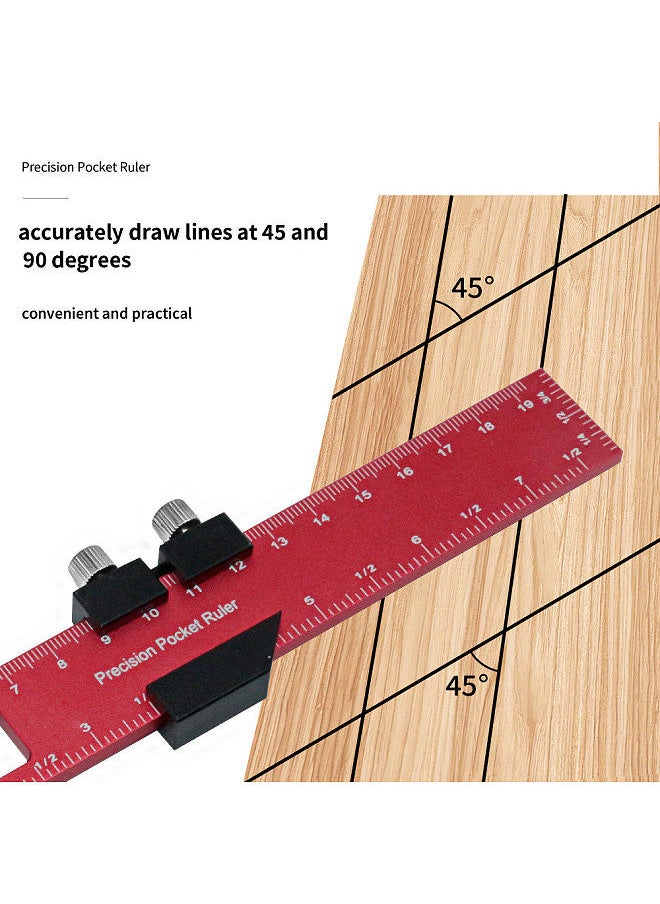 Generic Woodworking Scriber Positioning Scribing Gauge Ruler Aluminum Alloy Measuring Tool with Metric and Imperial Scales for Carpenter  - Image 3