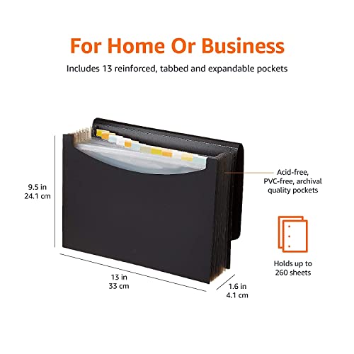 OFIXO 13 Pockets File Organizer, A4/Letter Size Portable Accordion Folder, Expanding File Folder, Document Organizer, Adjustable Buckle Folder with Labels for School, Home & Office - Black - Image 4