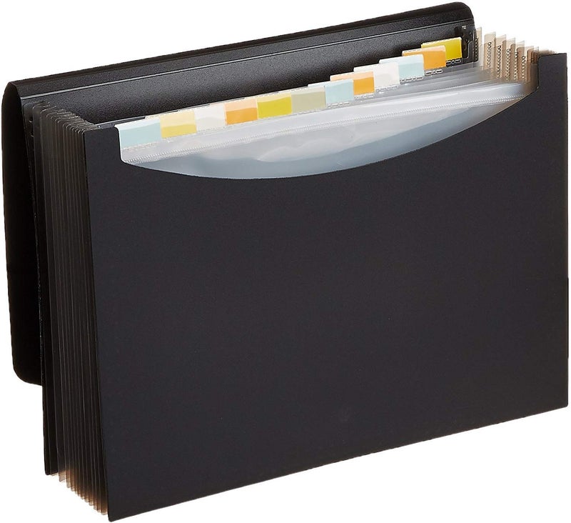 OFIXO 13 Pockets File Organizer, A4/Letter Size Portable Accordion Folder, Expanding File Folder, Document Organizer, Adjustable Buckle Folder with Labels for School, Home & Office - Black - Image 2