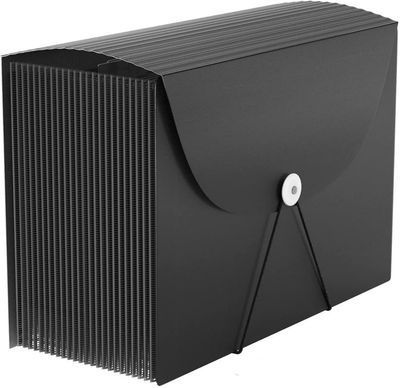 OFIXO 13 Pockets File Organizer, A4/Letter Size Portable Accordion Folder, Expanding File Folder, Document Organizer, Adjustable Buckle Folder with Labels for School, Home & Office - Black - Image 1
