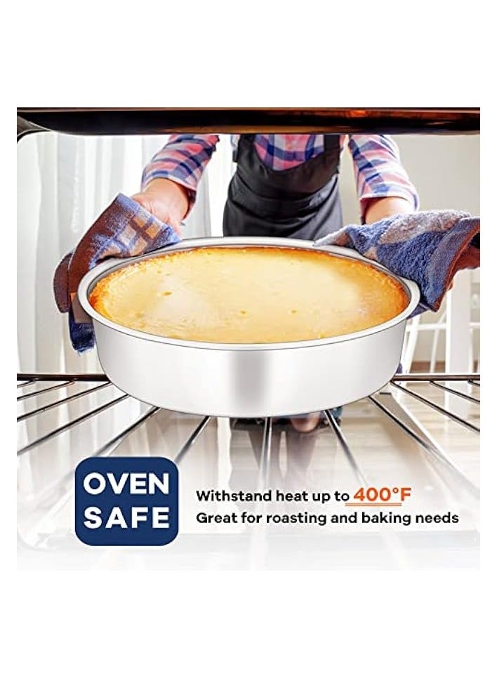 Green Tiger 8 Inch Round Cake Tin Set of 3, Stainless Steel Cake Mould Pan for Baking, Ideal for Birthday Christmas Wedding Layer Cakes, Non-Toxic & Healthy, - Image 3