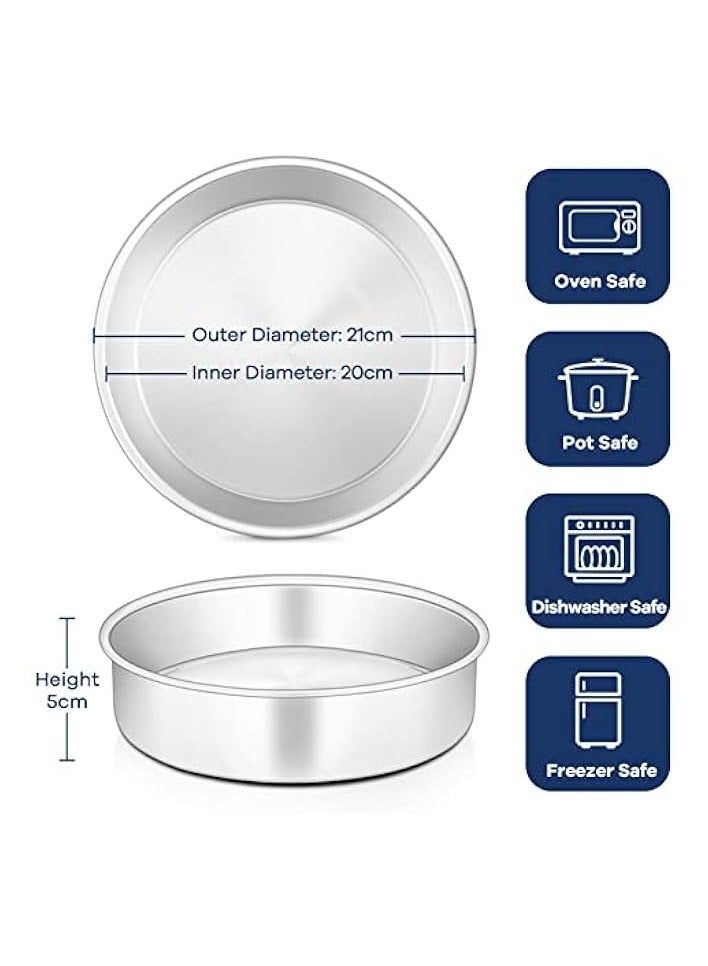 Green Tiger 8 Inch Round Cake Tin Set of 3, Stainless Steel Cake Mould Pan for Baking, Ideal for Birthday Christmas Wedding Layer Cakes, Non-Toxic & Healthy, - Image 4