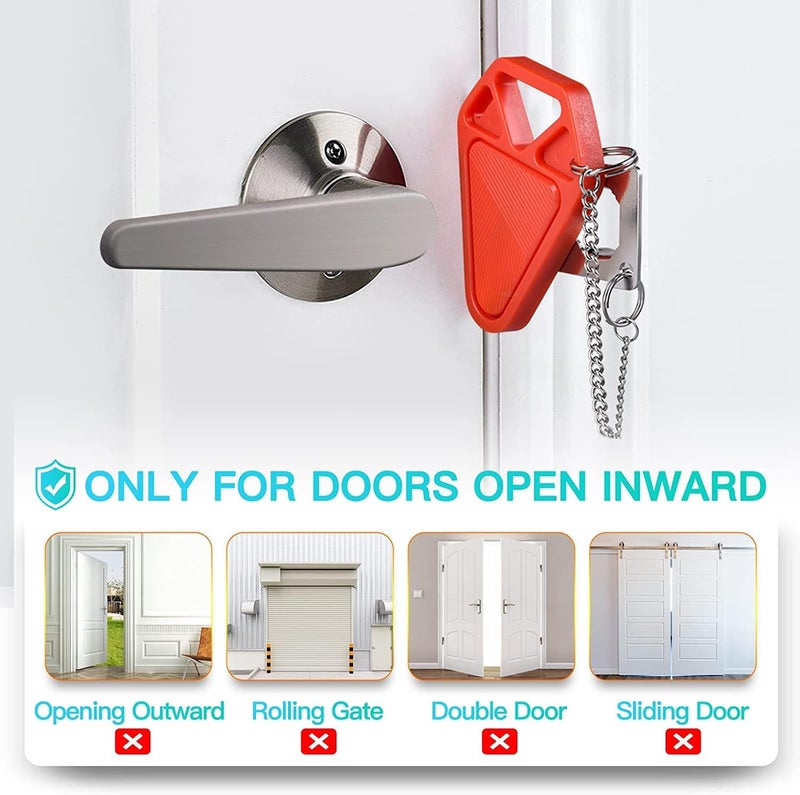 HELEMAN Portable Door Lock Travel Hotel Safety: 2P Hotel Door Locks for Travelers, Apartment Security Locker from Inside Room Bedroom Child Kid Women Travel Gift Traveler Stocking Stuffers Traveling Essential - Image 5