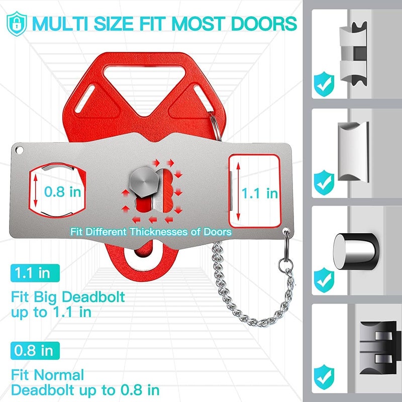 HELEMAN Portable Door Lock Travel Hotel Safety: 2P Hotel Door Locks for Travelers, Apartment Security Locker from Inside Room Bedroom Child Kid Women Travel Gift Traveler Stocking Stuffers Traveling Essential - Image 3