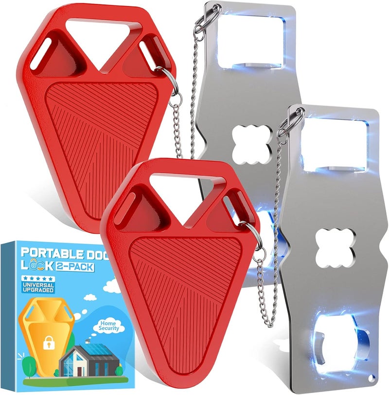 HELEMAN Portable Door Lock Travel Hotel Safety: 2P Hotel Door Locks for Travelers, Apartment Security Locker from Inside Room Bedroom Child Kid Women Travel Gift Traveler Stocking Stuffers Traveling Essential - Image 1