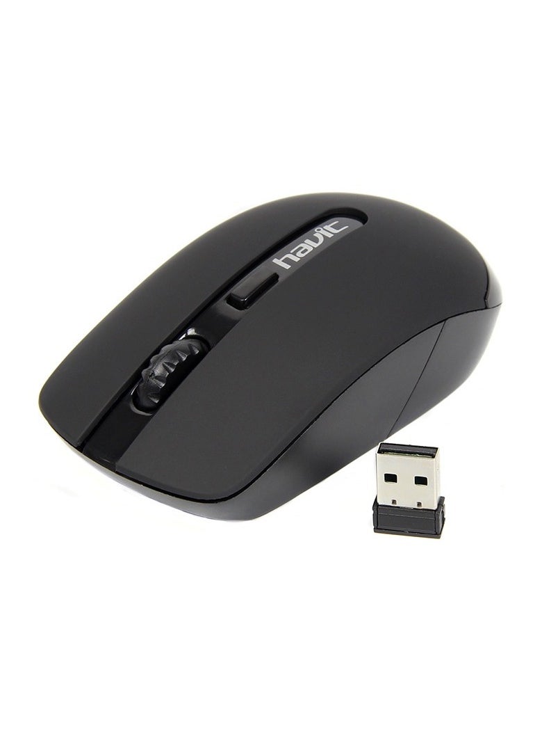 havit Havit HV-MS989GT Wireless Mouse 2.4GHz - Ergonomic Design, Adjustable DPI Button, 8m Range, USB Nano Receiver, Laptop & PC Compatible for Work & Study - Power Saving Mode - Black  - Image 2