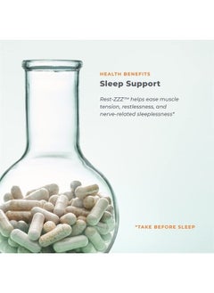 Rest-ZZZ - Natural Sleep Supplement - Aids Restlessness - Maintain a Calm and Relaxed State Without Feeling Groggy in The Morning - Low Dose Melatonin, Chamomile - 60 Capsules