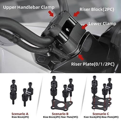 Sresk Handlebar Riser for Can Am Spyder, Aluminum Handle Bar Riser Extension Kit For Can-Am Spyder RT RTs 2020-Newer, Compatible with Spyder F3 F3s Adjust 1 1/8" Backward 1 3/8" Upward - Image 3