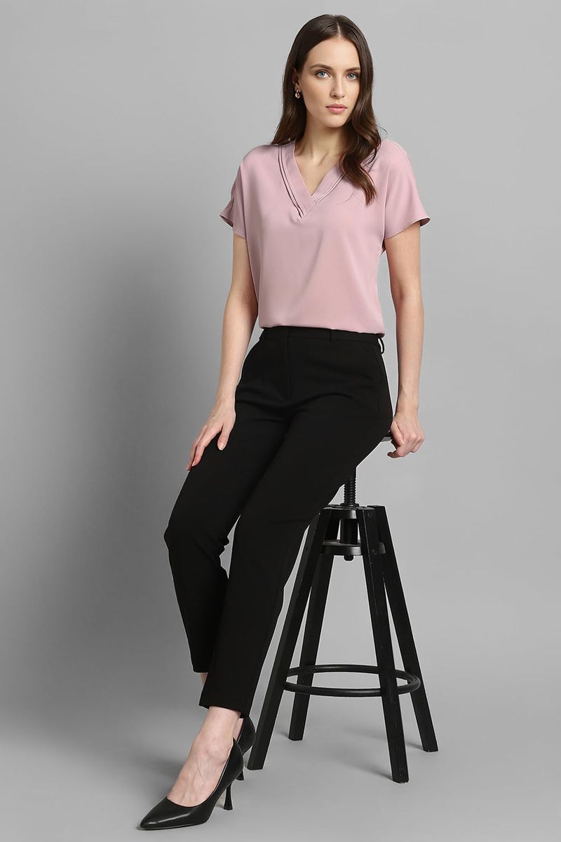 Van Heusen Women Polyester Regular Fit T-Shirt (VWTSURGFP81567_Pink, 2XL - Image 5