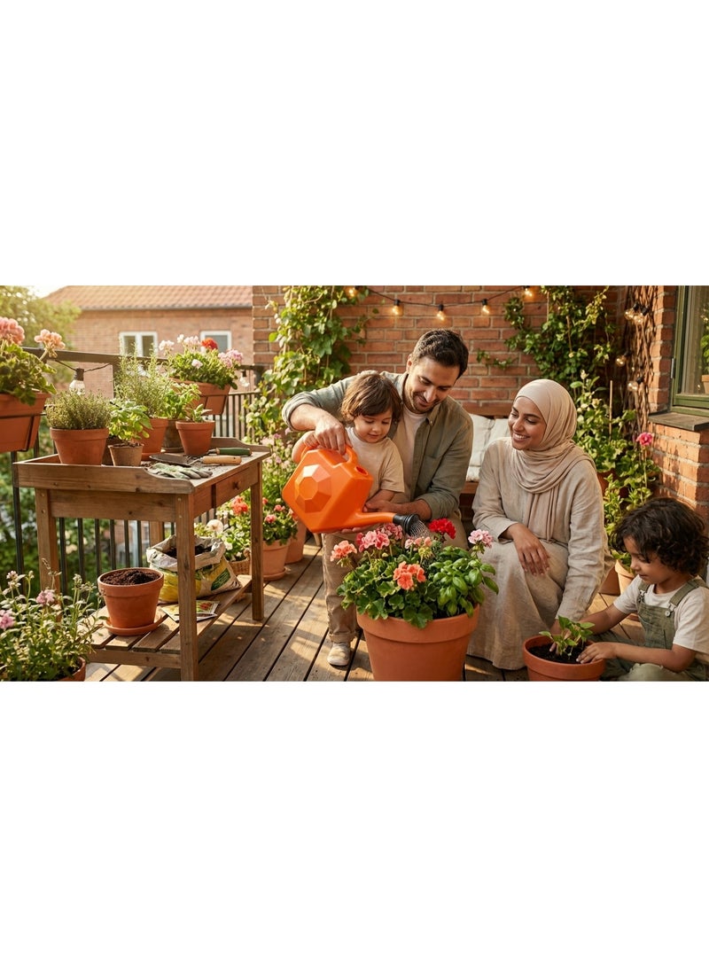 كنكة ري 4 لتر بفوهة طويلة لسقي النباتات بدقة – إبريق ري عملي للحديقة والبلكونة والزراعة المنزلية – مناسب للزهور والأعشاب والشتلات والنباتات الداخلية والخارجية (برتقالي) - Image 3