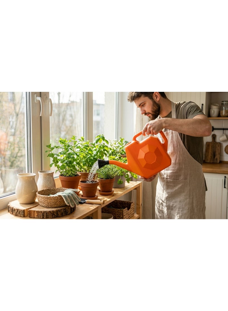 كنكة ري 4 لتر بفوهة طويلة لسقي النباتات بدقة – إبريق ري عملي للحديقة والبلكونة والزراعة المنزلية – مناسب للزهور والأعشاب والشتلات والنباتات الداخلية والخارجية (برتقالي) - Image 4