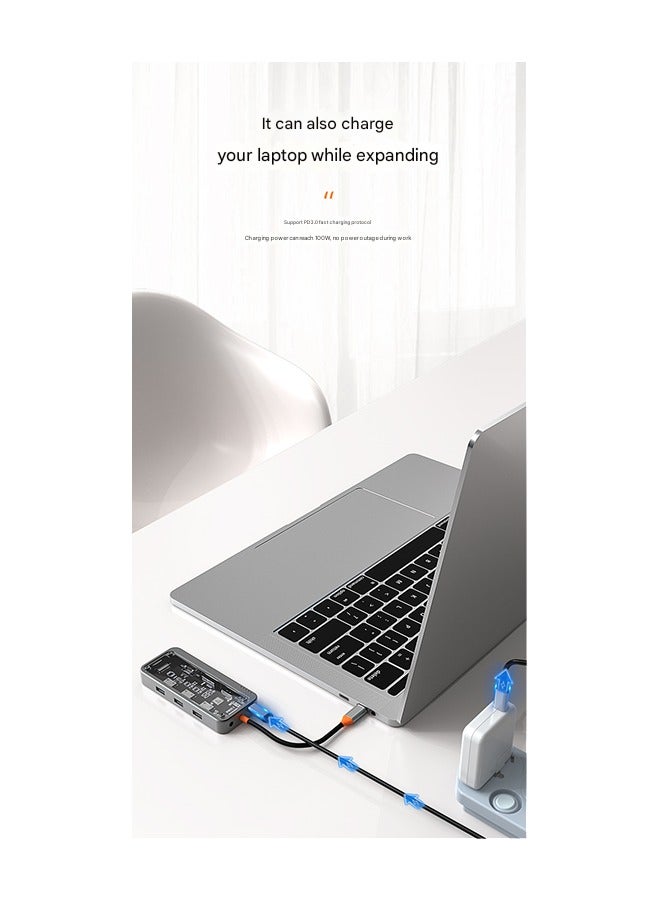 Type-c docking station USB hub multi-function hub USB3.0 notebook expansion dock 10 in one  - Image 3