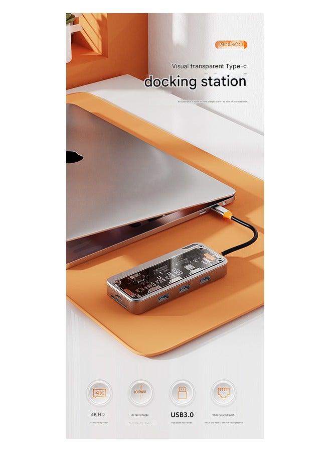 Type-c docking station USB hub multi-function hub USB3.0 notebook expansion dock 10 in one  - Image 5