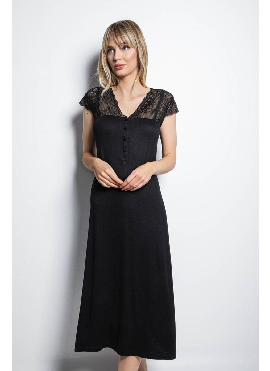 Monamise 18406 Short Sleeve Nightgown - Black 