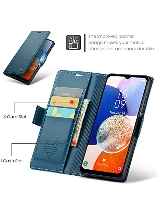 Premium PU Leather Magnetic Flip Folio Wallet Case for Samsung Galaxy A15 4G/5G - Blue - Image 2
