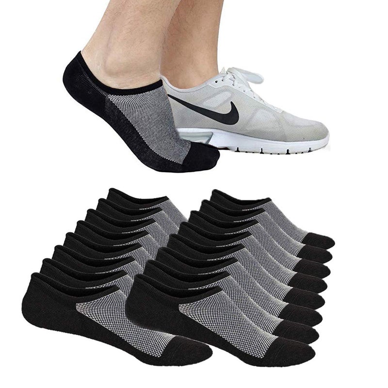 Faustine No Show Socks Ankle Low Cut Socks for Mens or Womens, Non Slip, 8 Pairs (8 Pairs (Black), L/XL(US Men Shoes Size 10-14)) - Image 1