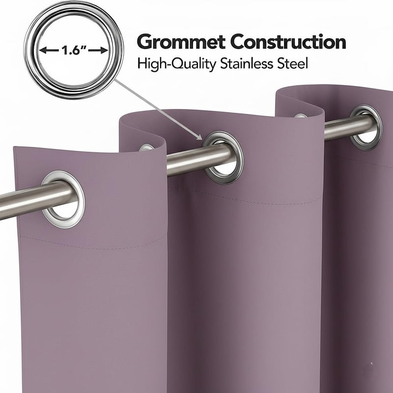 Amali Blackout Plain Curtains 274 cm x 127 cm - 2 Panels, 100% Polyester, Grommet Top, Thermal Insulated, Noise Reducing, Light Blocking - Image 3
