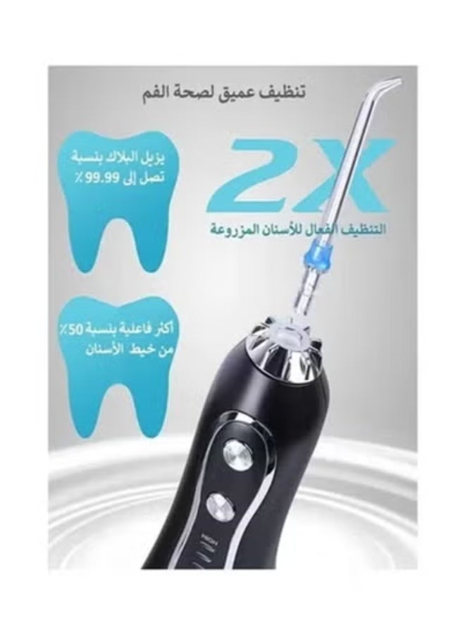 TIGER Portable Dental Water Flosser with 6 Jet Tips – Cordless Rechargeable Oral Irrigator for Teeth, Braces, Gums & Bridges – Sleek Black Water Jet Floss with Adjustable Pressure, USB Charging, IPX7 Waterproof – Professional Dental Care for Home & Travel - Image 4