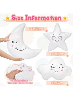 Queekay Cloud Rainbow Sun Moon Star Shaped Pillow 3 Pcs Nursery Stuffed Throw Pillows Kids Cute Cushion Children Soft Plush Pillow for Baby Room Reading Nook Decorations Gift(Moon, Star, Cloud) - pzsku/ZBDFBDA99190181BED1EDZ/45/_/1737030841/d5cd673b-0e55-45c1-ab79-70f17aabeaff