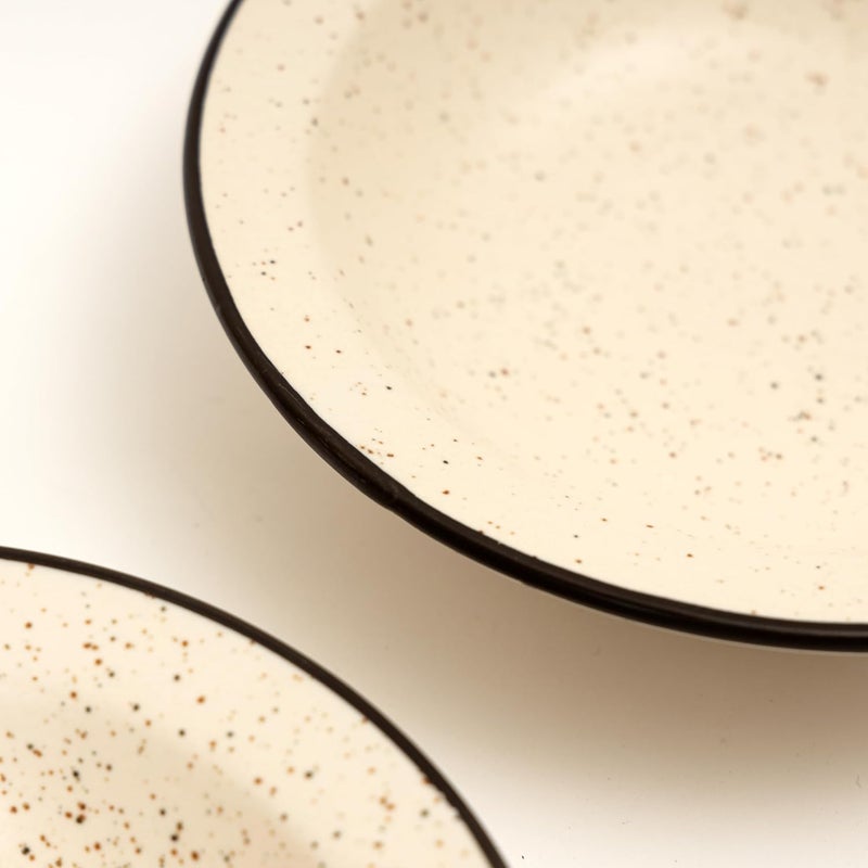 Beyond Homes Beyond Homes Ceramic Pasta Plates 19cm Set of 2 White Black Matte Finish Ceramic Pasta Bowl Stoneware Pasta and Maggie Bowl ChipResistant Microwave Safe 2 White Black - Image 3