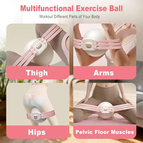 HOTSWEAT Thigh Exerciser, Inner Thigh Exerciser, Thigh Trainer Kegel Exerciser for Women with Adjustable Resistance, Thigh Toner Workout Equipment Pilates Ball for Home Gym (Pink) - Image 2