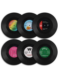 KASTWAVE Vinyl Record Coasters 6 Pcs Retro Style Vinyl Coasters Drinks Colorful Retro Decoration for Home Office Bar Funny House Warming Gift for Music Lovers Set  - Image 1