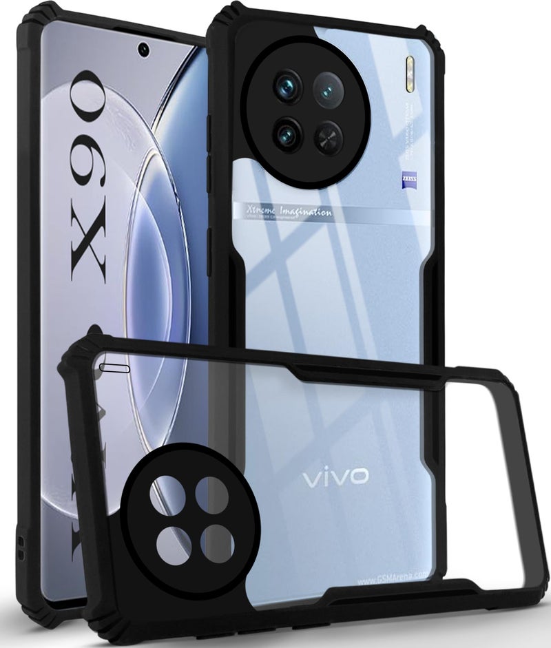 Jkobi Back Cover Case for Vivo X90 (Shockproof with Polycarbonate Clear Panel | Professional Black) - Image 1