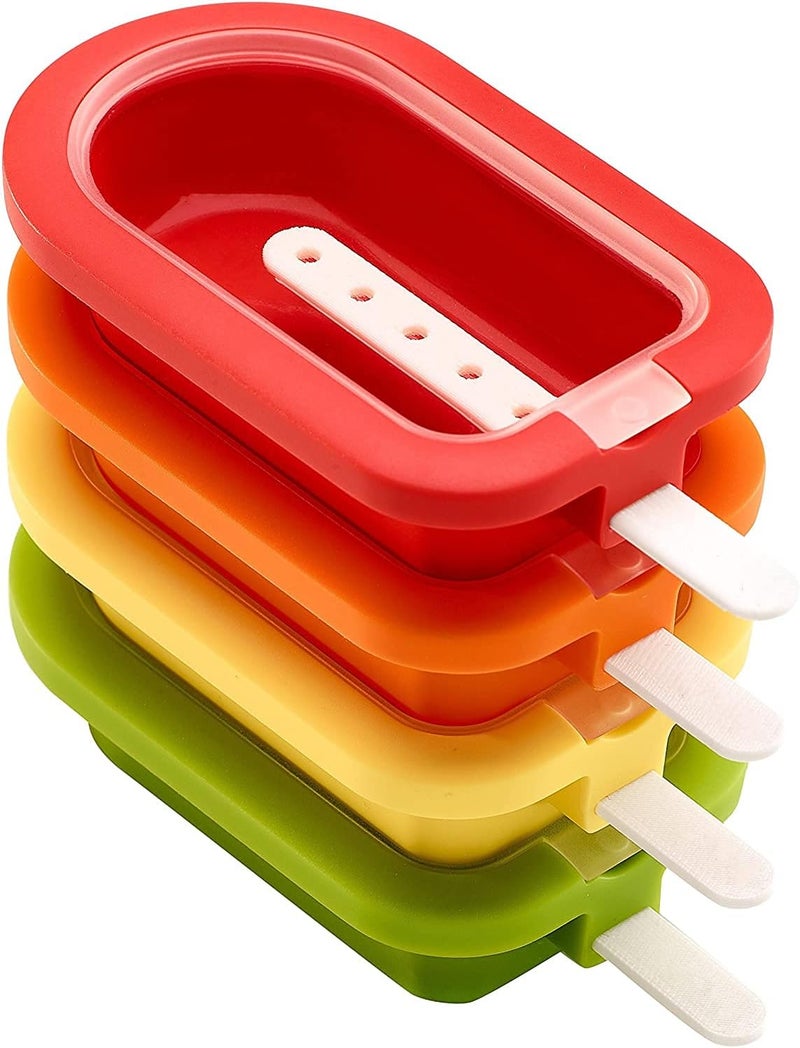 ELECDON Stackable 4-Piece Reusable Popsicle Molds with Sticks - Multicolor - Image 1