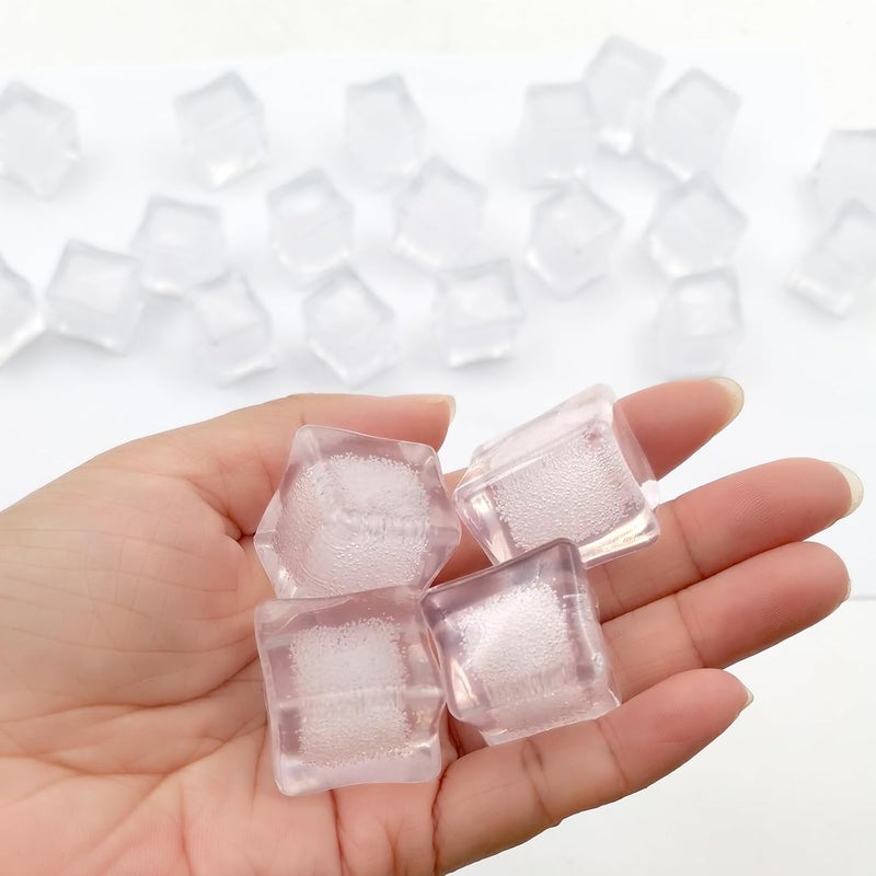Zalaxt Fake Ice Cube, 45 pcs 25x21 mm Faux ice with Bubble, Acrylic Ice Rocks, Acrylic Vase Fillers for Centerpieces Photography Props - Image 3