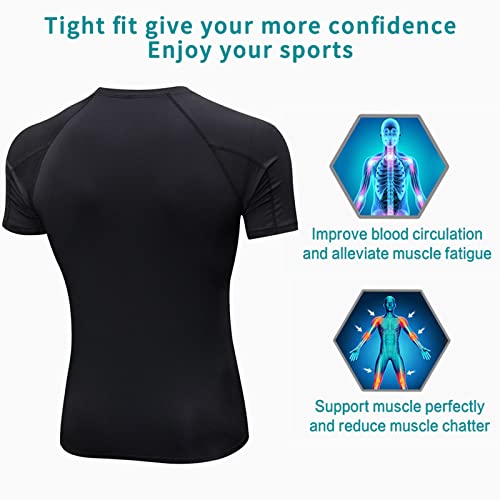 SPVISE Black Compression Shirts Short Sleeve Men Workout Gym T-Shirts Cool Dry Sports Baselayer Undershirts for Running Yoga - Image 4