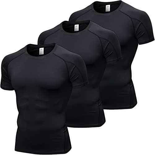 SPVISE Black Compression Shirts Short Sleeve Men Workout Gym T-Shirts Cool Dry Sports Baselayer Undershirts for Running Yoga - Image 1