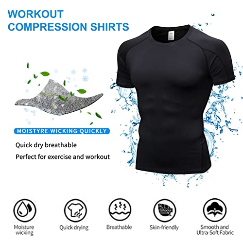 SPVISE Black Compression Shirts Short Sleeve Men Workout Gym T-Shirts Cool Dry Sports Baselayer Undershirts for Running Yoga - Image 3