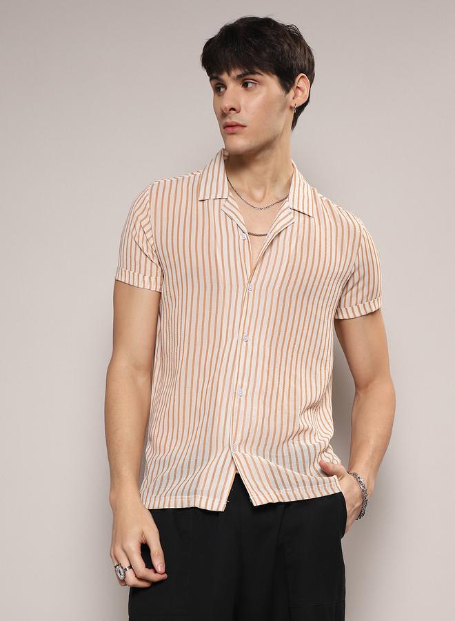 كامبوس سوترا قميص كاجوال شفاف مخطط من كامبس سوترا - Image 1