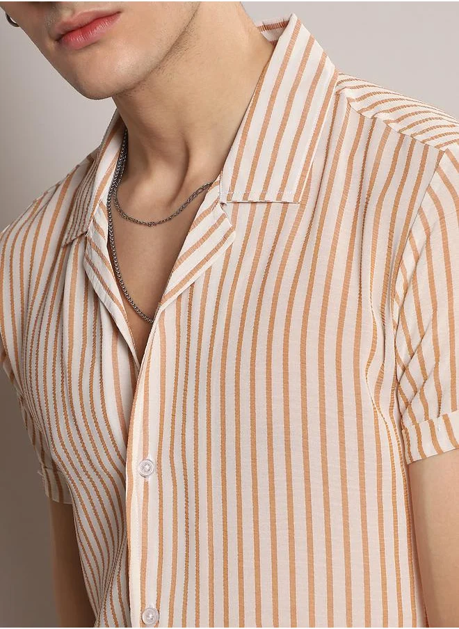 كامبوس سوترا Woven Striped Sheer Casual Shirt by Styli