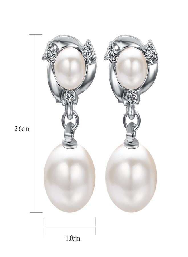 Yoursfs Pearl Dangle Clip On Earrings for Women Non Pierced White Pearl Earrings Wedding Dangle Earrings - Image 2