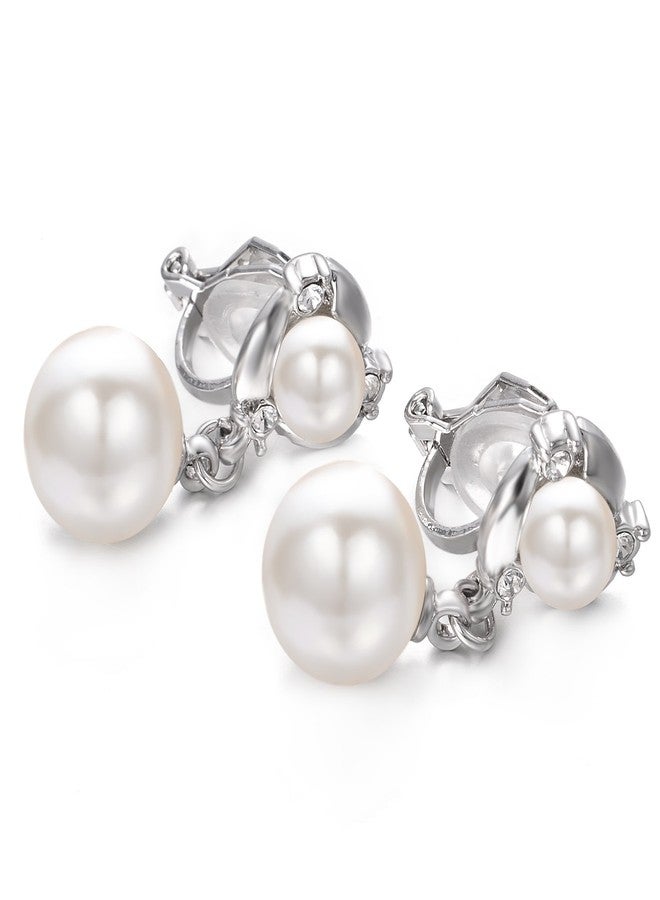 Yoursfs Pearl Dangle Clip On Earrings for Women Non Pierced White Pearl Earrings Wedding Dangle Earrings - Image 4