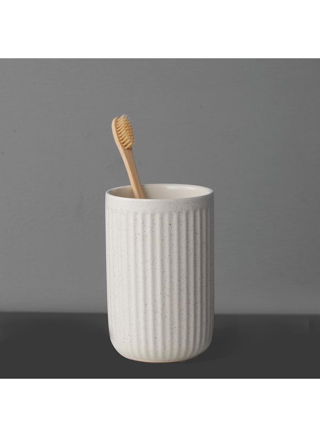 BSDISP Toothbrush Holders for Bathrooms - 1 Cups Ceramic Toothbrush Toothpaste Holders, Beige Bathroom Tumbler Cups Reusable Toothbrush Mouthwash Cup, Bathroom Counter Organizer - Image 1