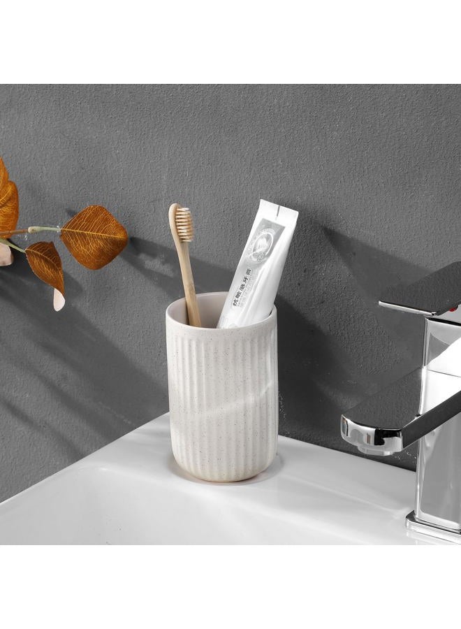 BSDISP Toothbrush Holders for Bathrooms - 1 Cups Ceramic Toothbrush Toothpaste Holders, Beige Bathroom Tumbler Cups Reusable Toothbrush Mouthwash Cup, Bathroom Counter Organizer - Image 3