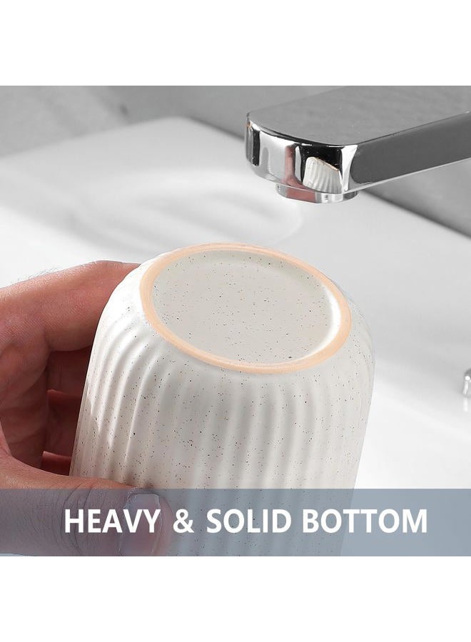 BSDISP Toothbrush Holders for Bathrooms - 1 Cups Ceramic Toothbrush Toothpaste Holders, Beige Bathroom Tumbler Cups Reusable Toothbrush Mouthwash Cup, Bathroom Counter Organizer - Image 5