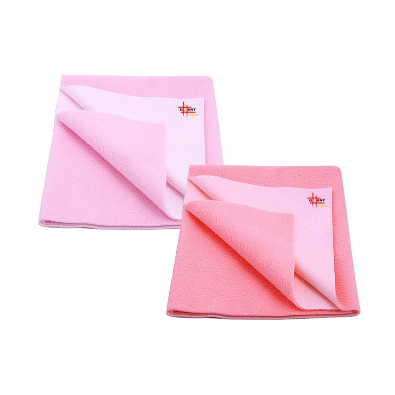 GIANT IMPEX Waterproof Antibacterial Quick Dry Ultra Absorbent Baby Dry Sheet/Bed Wetting Protector/Crib Sheet/Play Large-Pack of 2, Baby Pink & Salmon Rose - Image 1