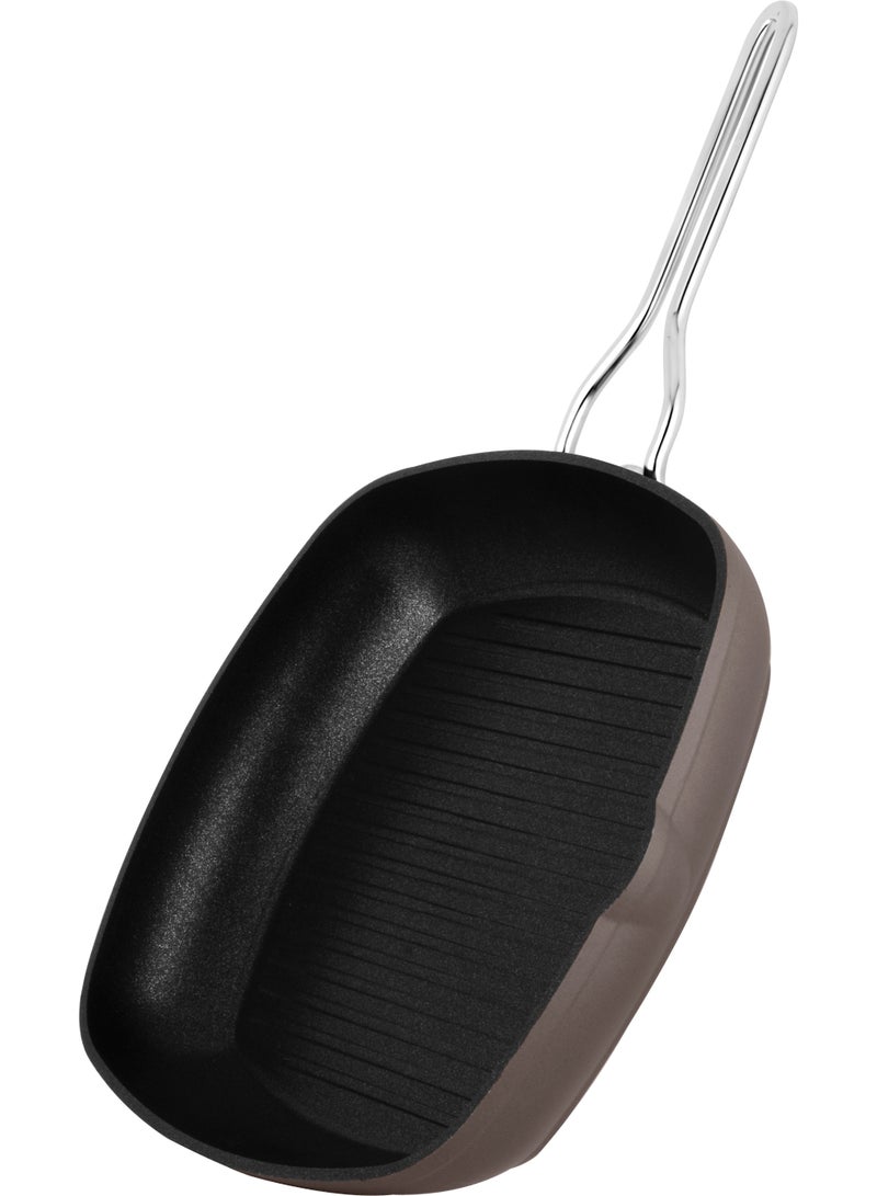 lines Turkish Tefal Granite Cookware Set by Lines – 10-Piece Set – Pyrex Lid – Suitable for all stovetops – Made in Turkey. Turkish Granite Cookware Set by Lines – 10-Piece Set – Sizes 18/20/24/28 cm + 28 cm Grill Pan + 28 cm Oven Tray + Pyrex Lid – 6 Colors (Schafer Coffee) - Image 4