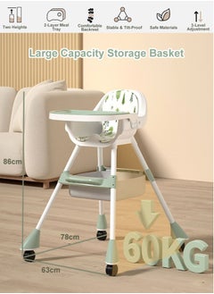 Perfii High Chair for Babies and Toddlers Booster Seat Adjustable Baby Highchair with Removable Tray Toddler Chair with Safety Harness  - Image 2
