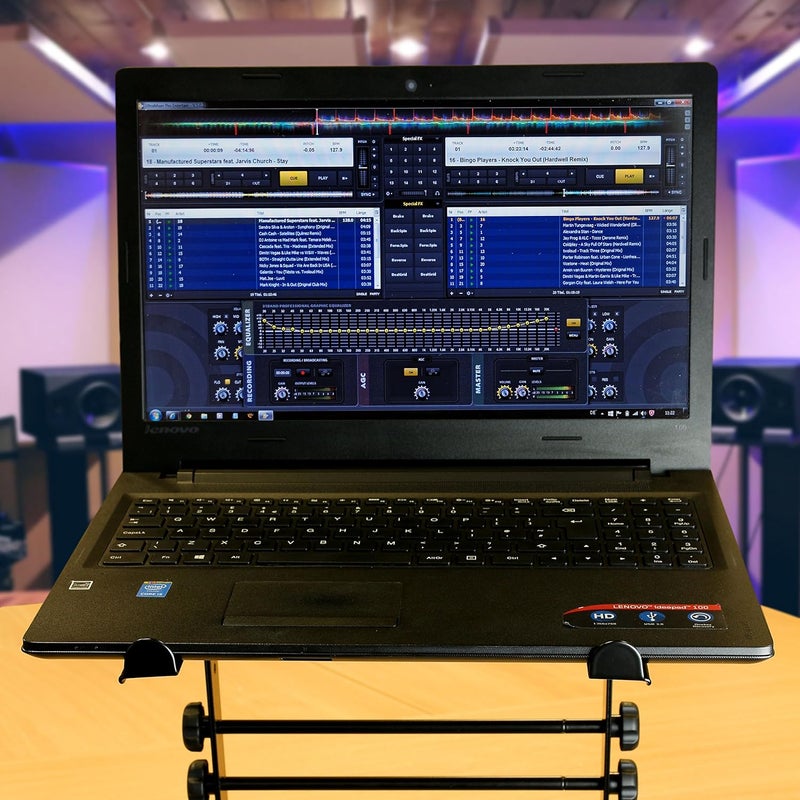 RockJam RJLP1 Adjustable Desk Mounted Desktop Laptop Stand Laptop Riser and DJ Controller Stand,Black - Image 4